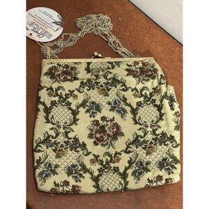 Vintage Walborg Floral Tapestry Purse Shoulder Bag West Germany Gold Chain Link